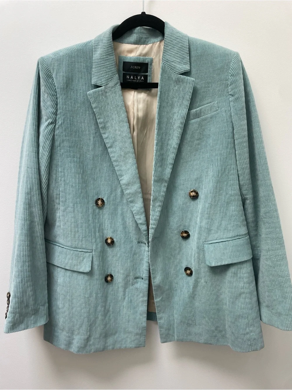 J. Crew x Nalya Reimagined Italian Corduroy Blazer Size 12 Sea Foam Green